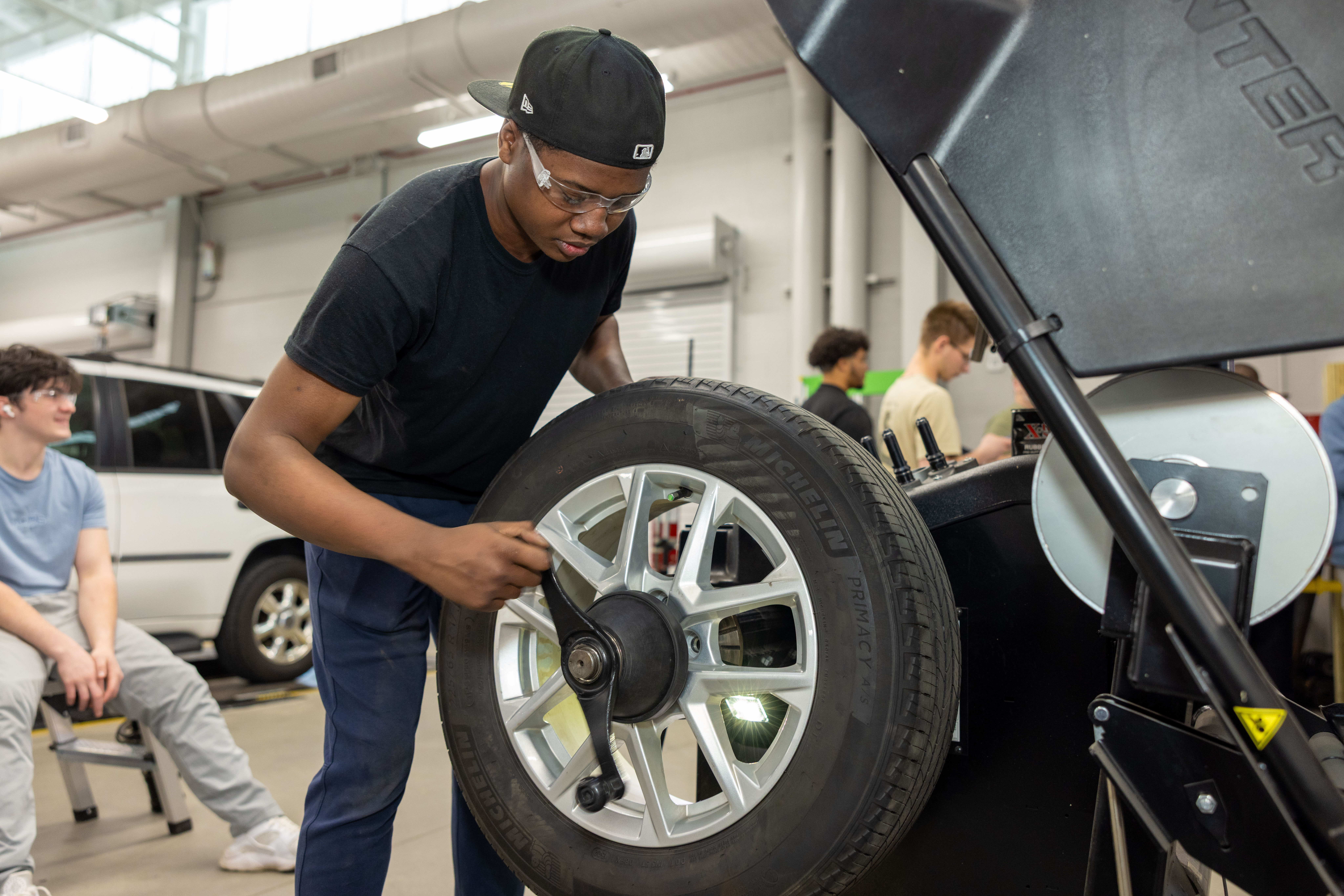 Wake Tech automotive student taking part in hands-on training